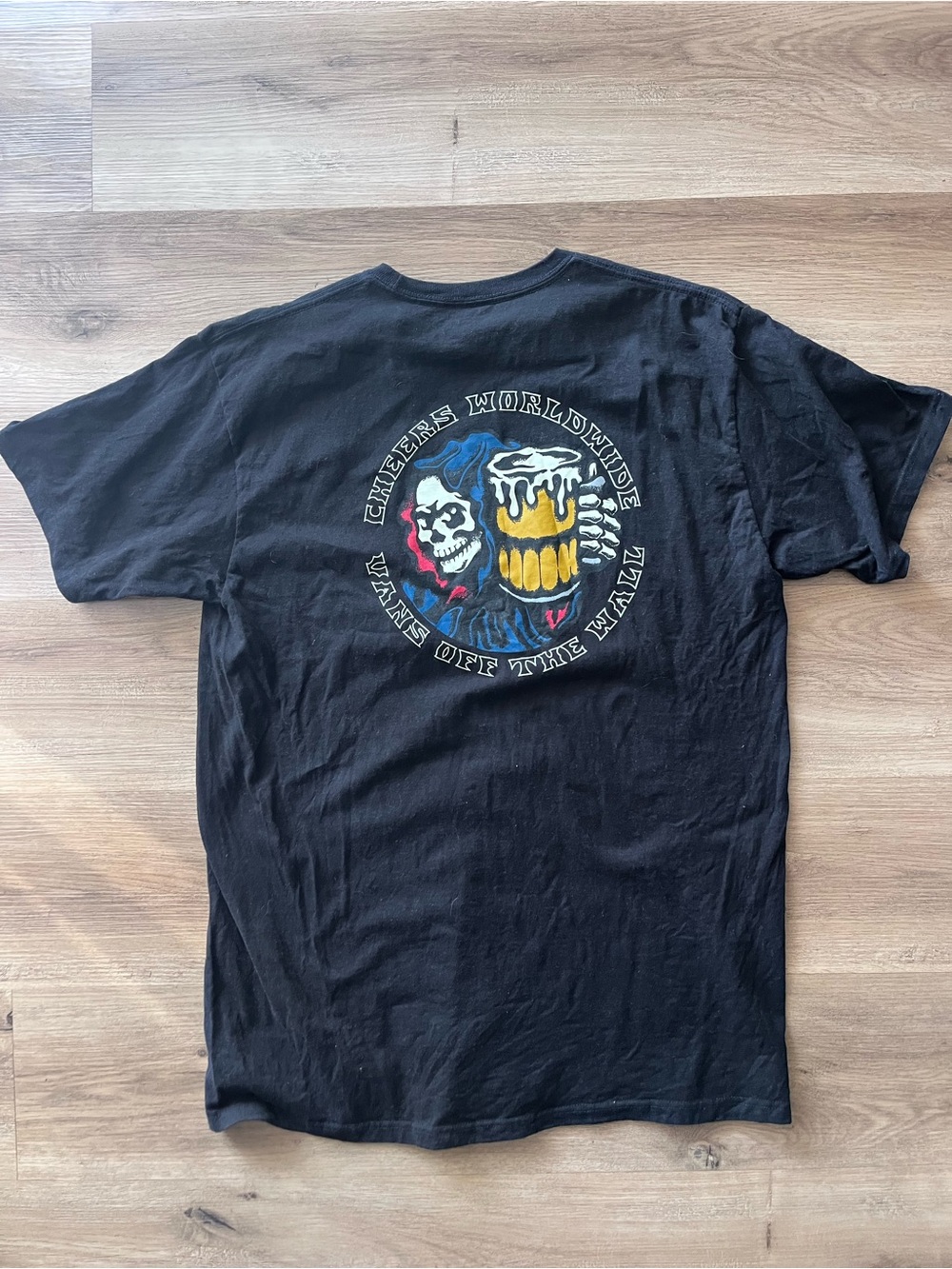 Vans Black Short Sleeve Graphic Tee with Small Chest Logo